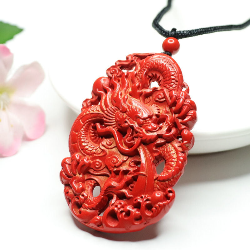 Cinnabar Hollow Dragon Pendant