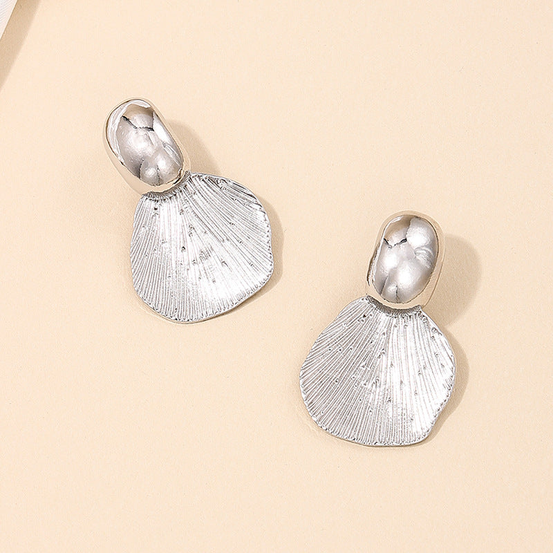 Exaggerated Fan-Shaped Cold Wind Earrings with a Retro Twist