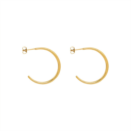 Chic Geometric Semi-Circular Earrings in Titanium Steel with 18K Gold Plating