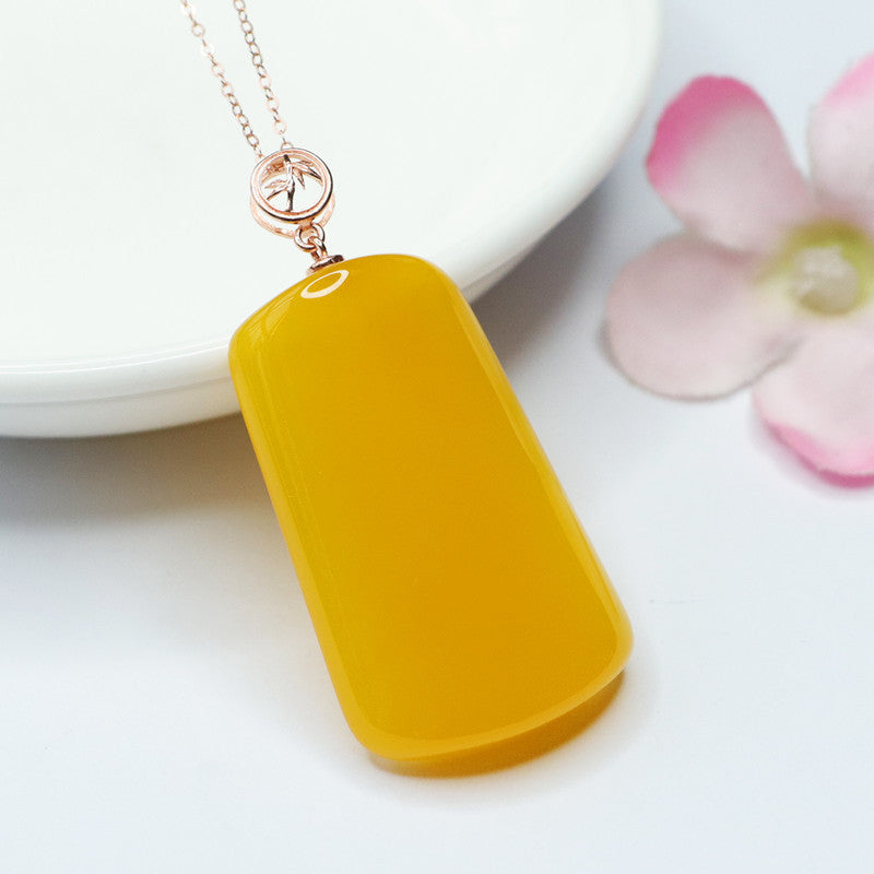 Yellow Chalcedony Pendant Necklace crafted in Sterling Silver with Rose Gold Finish