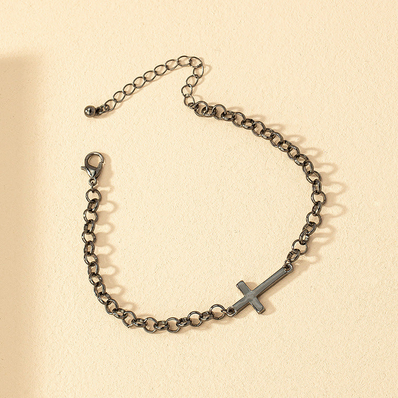 Elegant Vienna Verve Black Cross Bracelet - Premium Metal Jewelry Piece