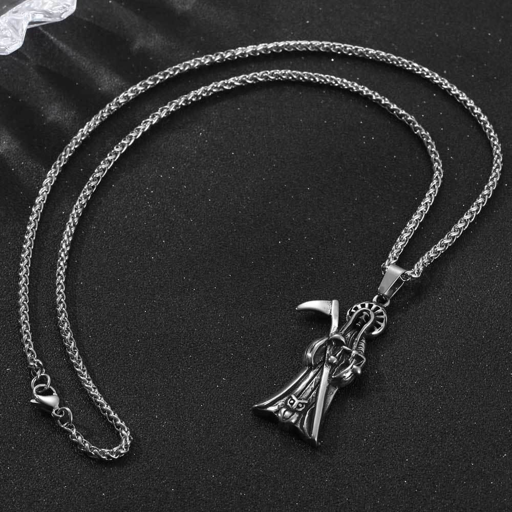 Retro Diablo Reaper Men's Titanium Steel Pendant Necklace - Personalized Sickle Design