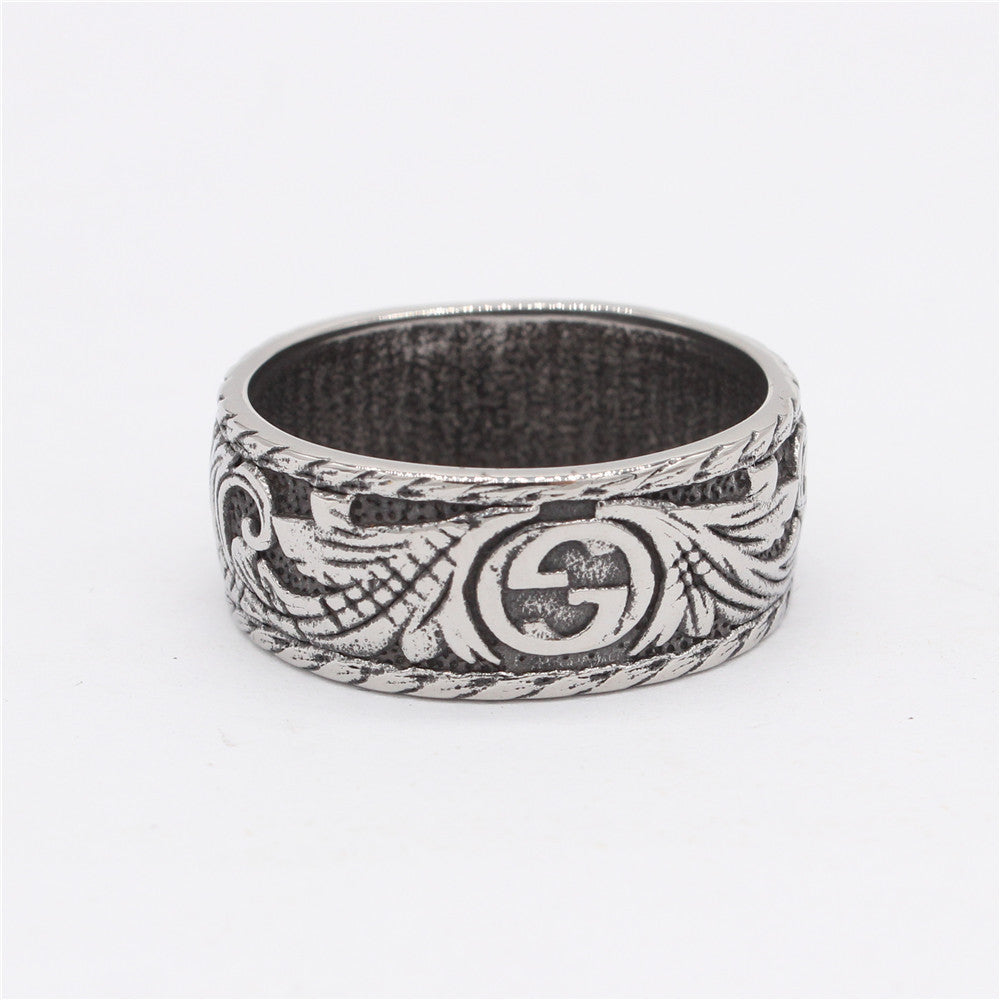 Leopard Head Totem Relief Titanium Steel Ring for Men