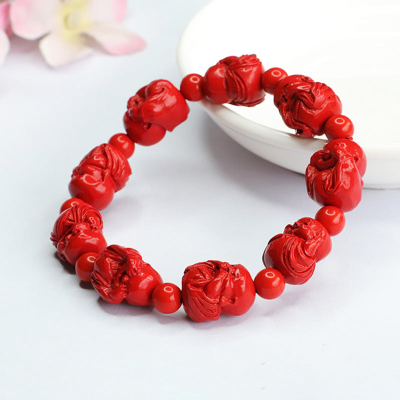 Cinnabar and Red Sand Bracelet Set with Little Buddha Bracelets