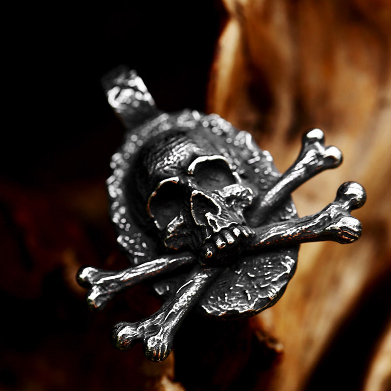 Wholesale Retro Skull Bone Pendant for Men in Titanium Steel