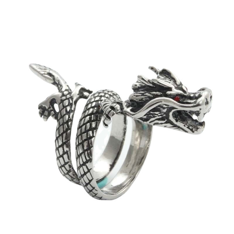 Titanium Steel Dragon Ring for Men - Retro Trendy Animal Accessory Direct from Manufacturer