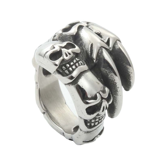 Titanium Steel Skull Claw Ring for Men - Retro Punk Jewelry Direct from Manufacturer