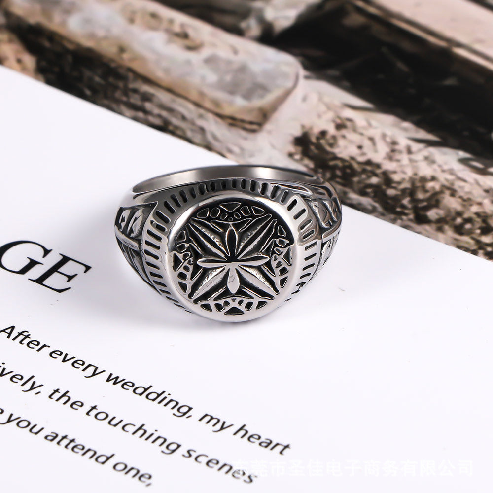 Stylish Men's Titanium Steel Ring with Unique Rice Flower Design - Personalized Couple Jewelry