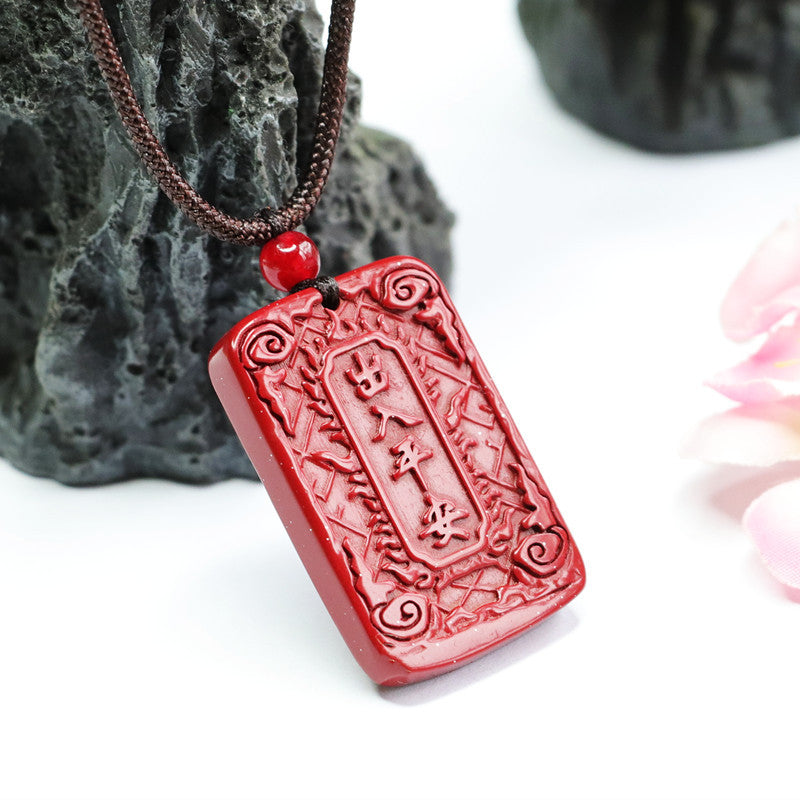 Cinnabar Stone Sterling Silver Safe Pendant from Fortune's Favor Collection