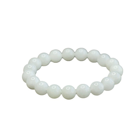 Fortune's Favor Sterling Silver White Jade Bead Bracelet