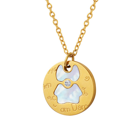Cute Bear Pendant Necklace with Zircon Inlay and 18K Gold Plating