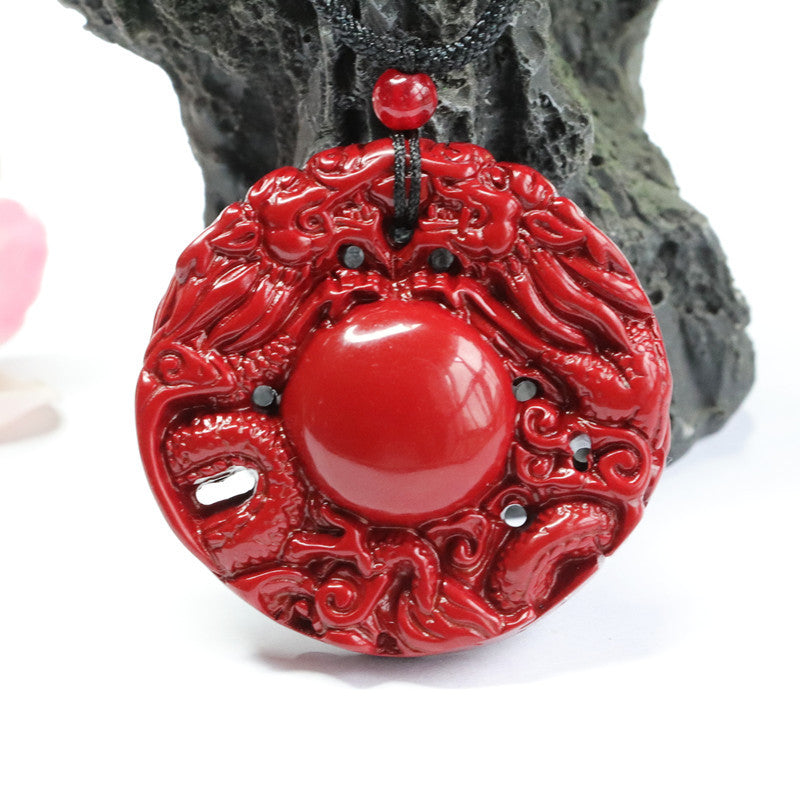 Cinnabar Pendant Double Dragon Brand Pendant Jewelry