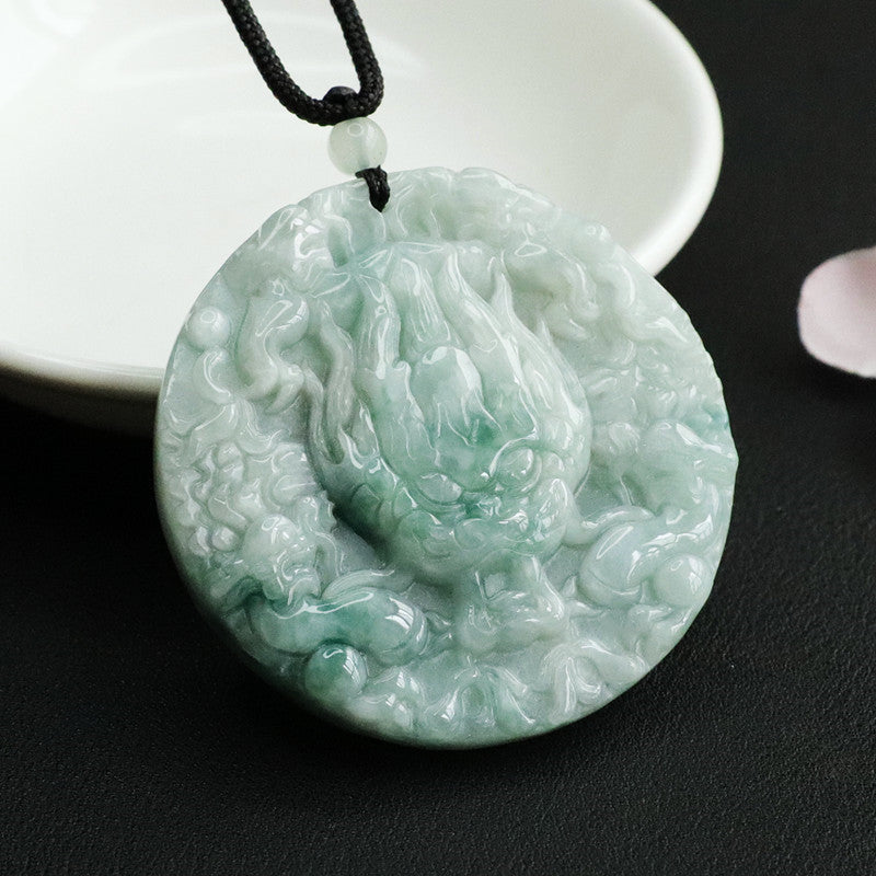 Dragon Jade Round Pendant Necklace