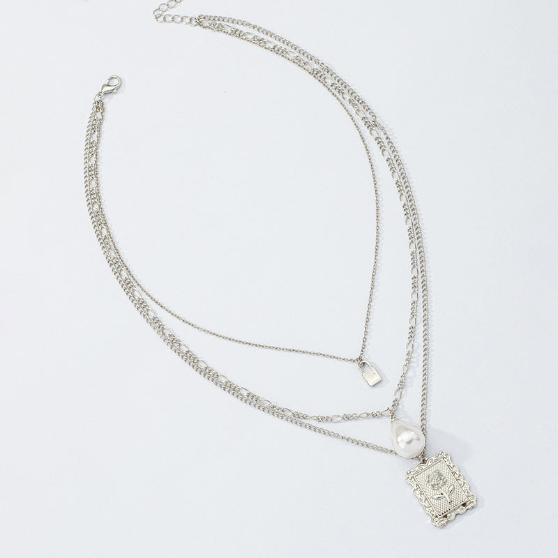 Rose Trio Layered Cross Necklace - Vienna Verve Collection