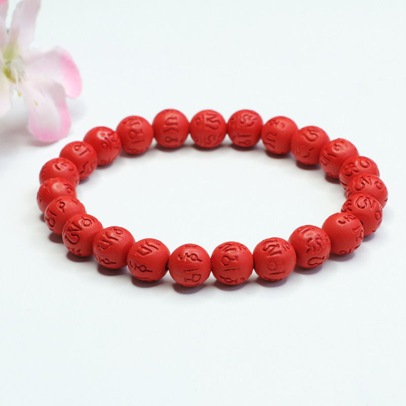 Red Sand Sterling Silver Bracelet with Cinnabar Stone