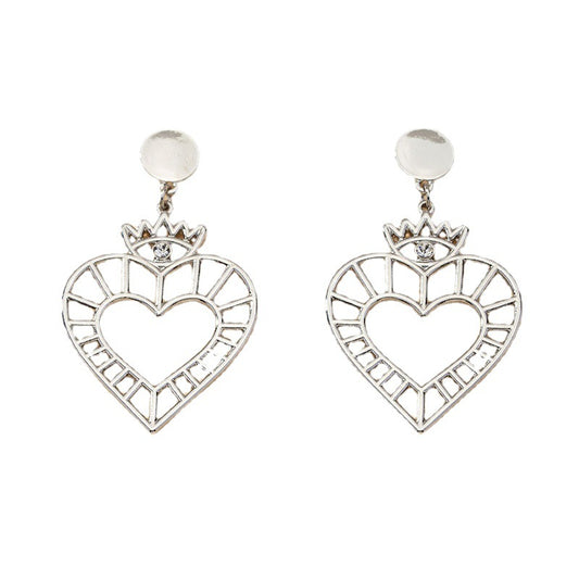 European and American Fashion Statement: Metal Heart Alloy Earrings - Vienna Verve Collection