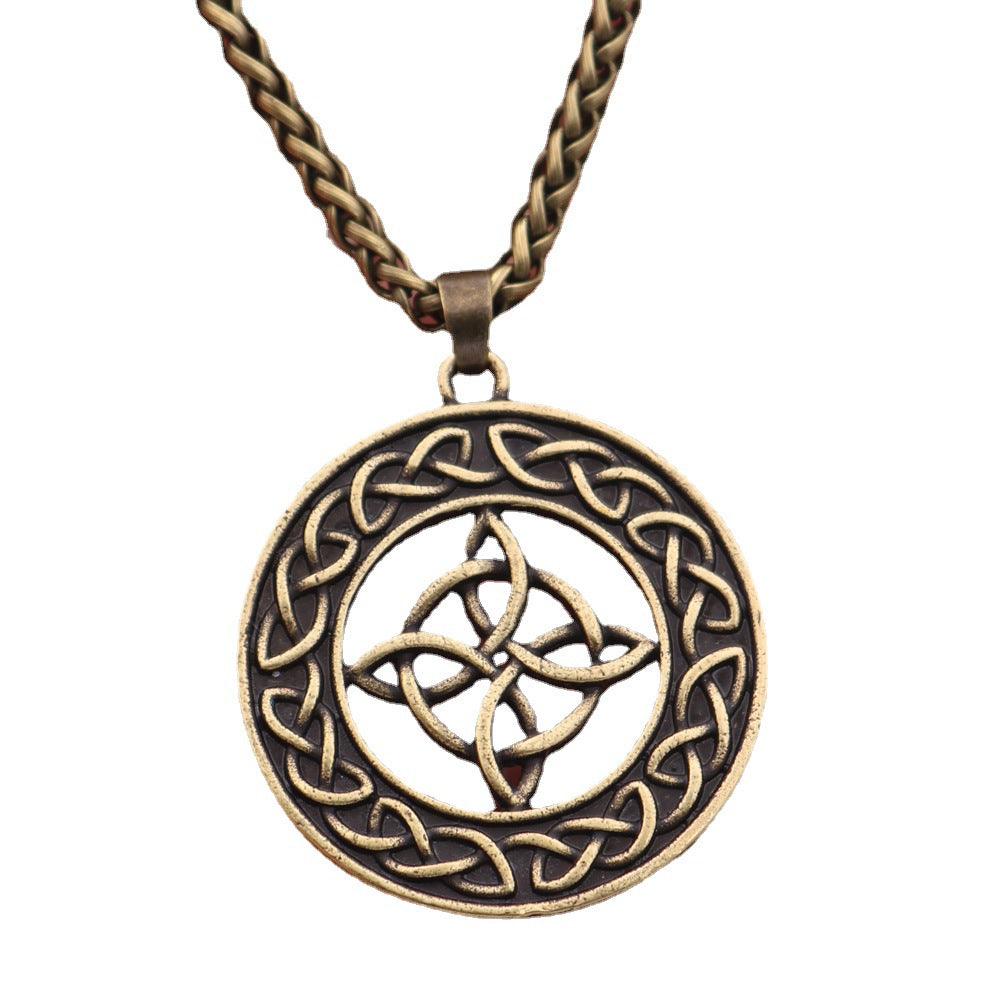 Mystical Celtic Norse Legacy Silver Necklace with Witch Knot Amulet - Men's Wholesale Jewelry