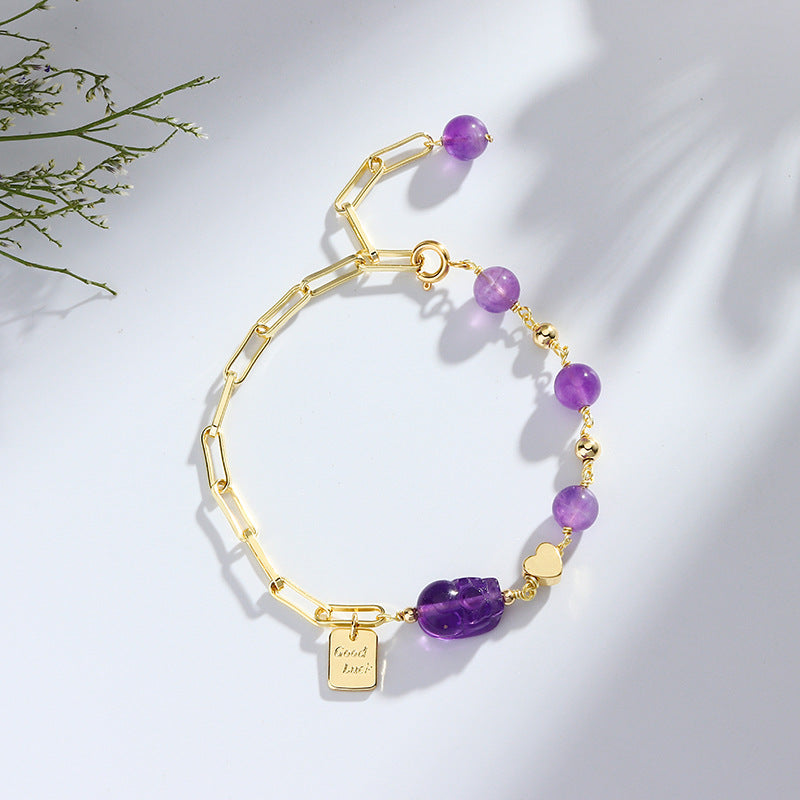 Fortune's Favor Sterling Silver Amethyst Crystal Bracelet