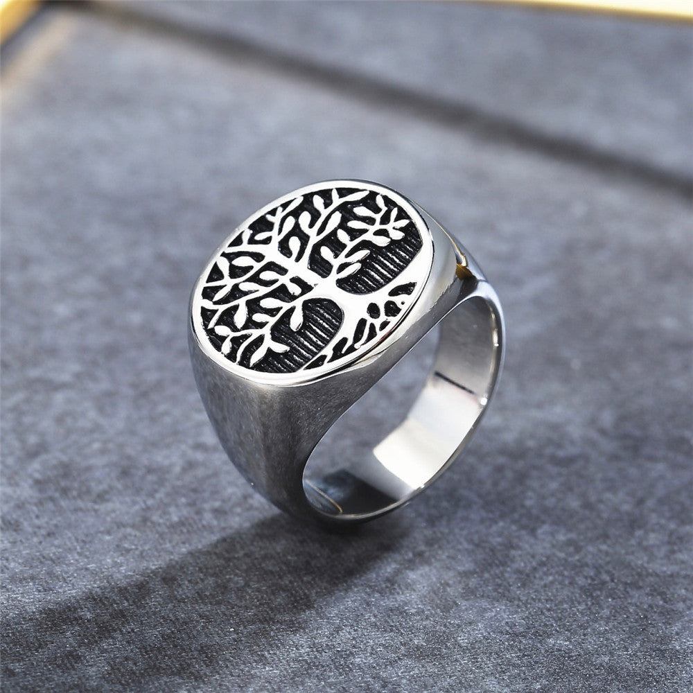 Men's Titanium Steel Life Tree Ring