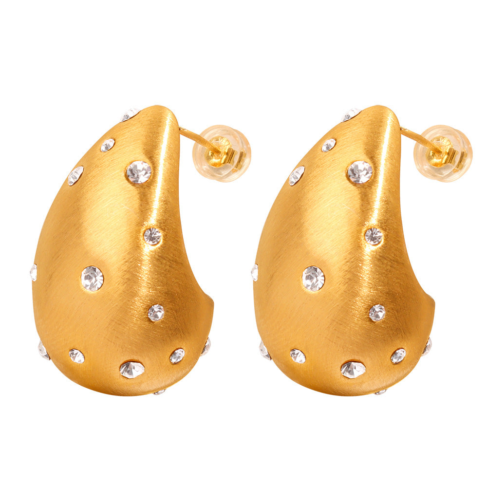 Copper Pear-Shaped Zircon Earrings with a Modern Twist - Wholesale Opportunity