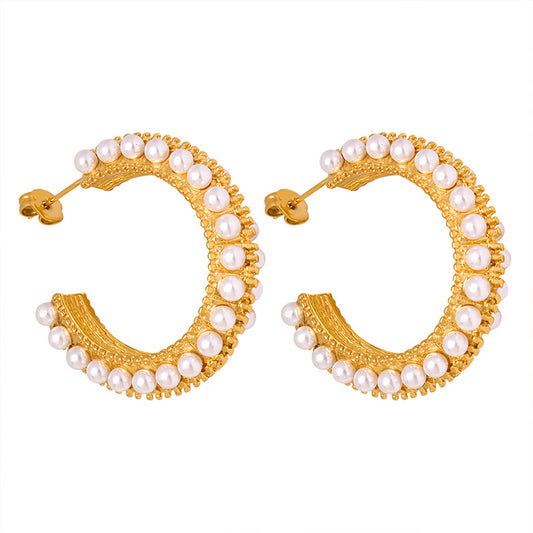 Elegant Gold-Plated Irregular Pearl Earrings for Women