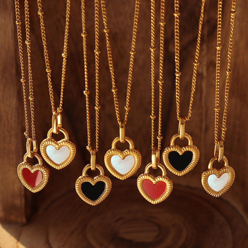 European and American Geometric Luxury Double-Sided Heart Necklace