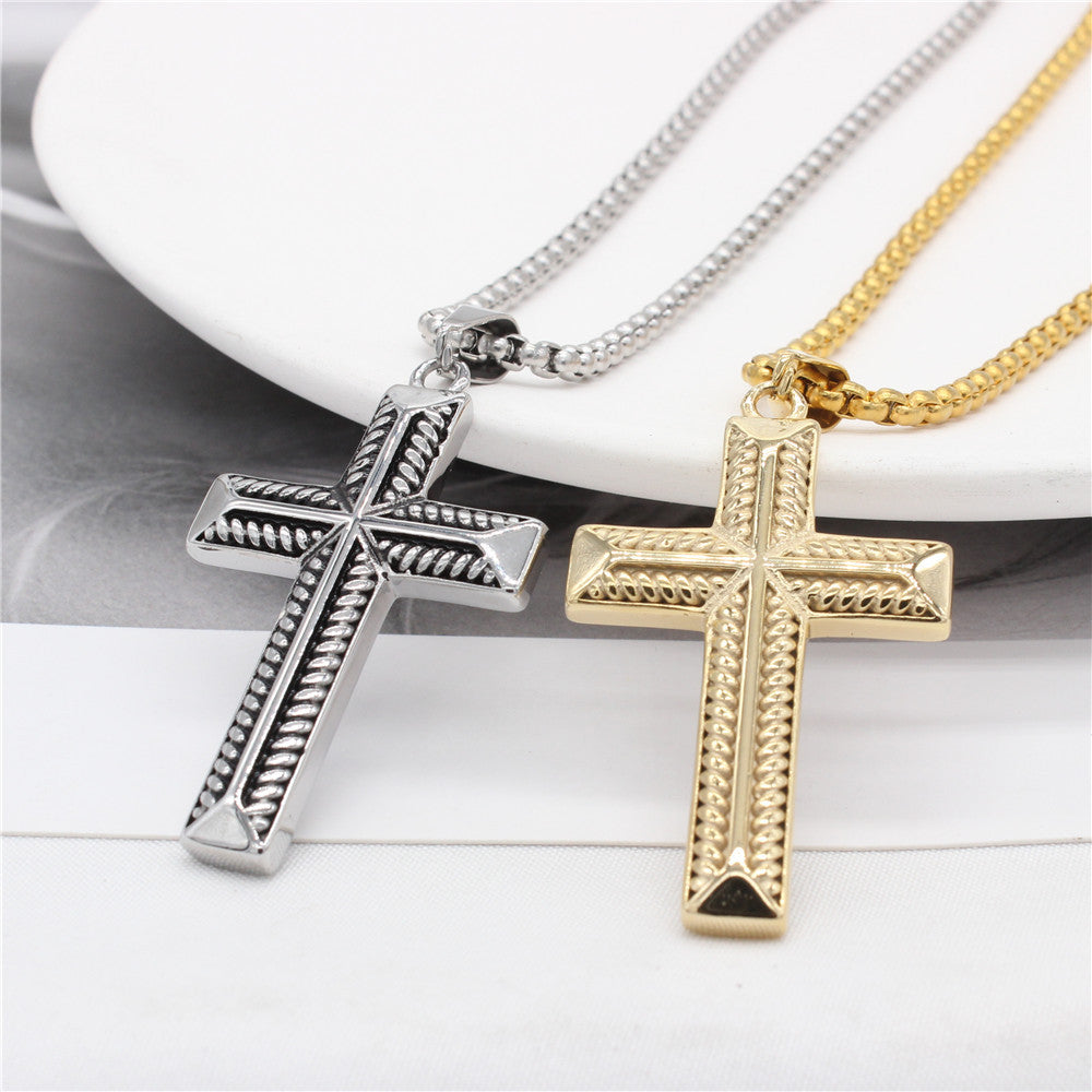 Hip Hop Latin Cross Titanium Steel Pendant for Men