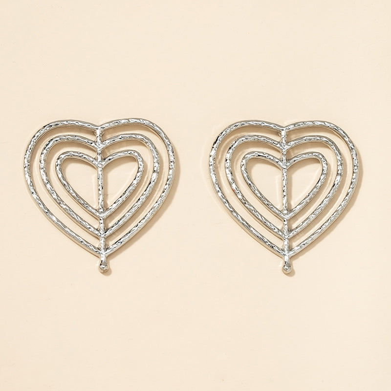 European Style Metal Peach Heart Earrings - Vienna Verve Collection