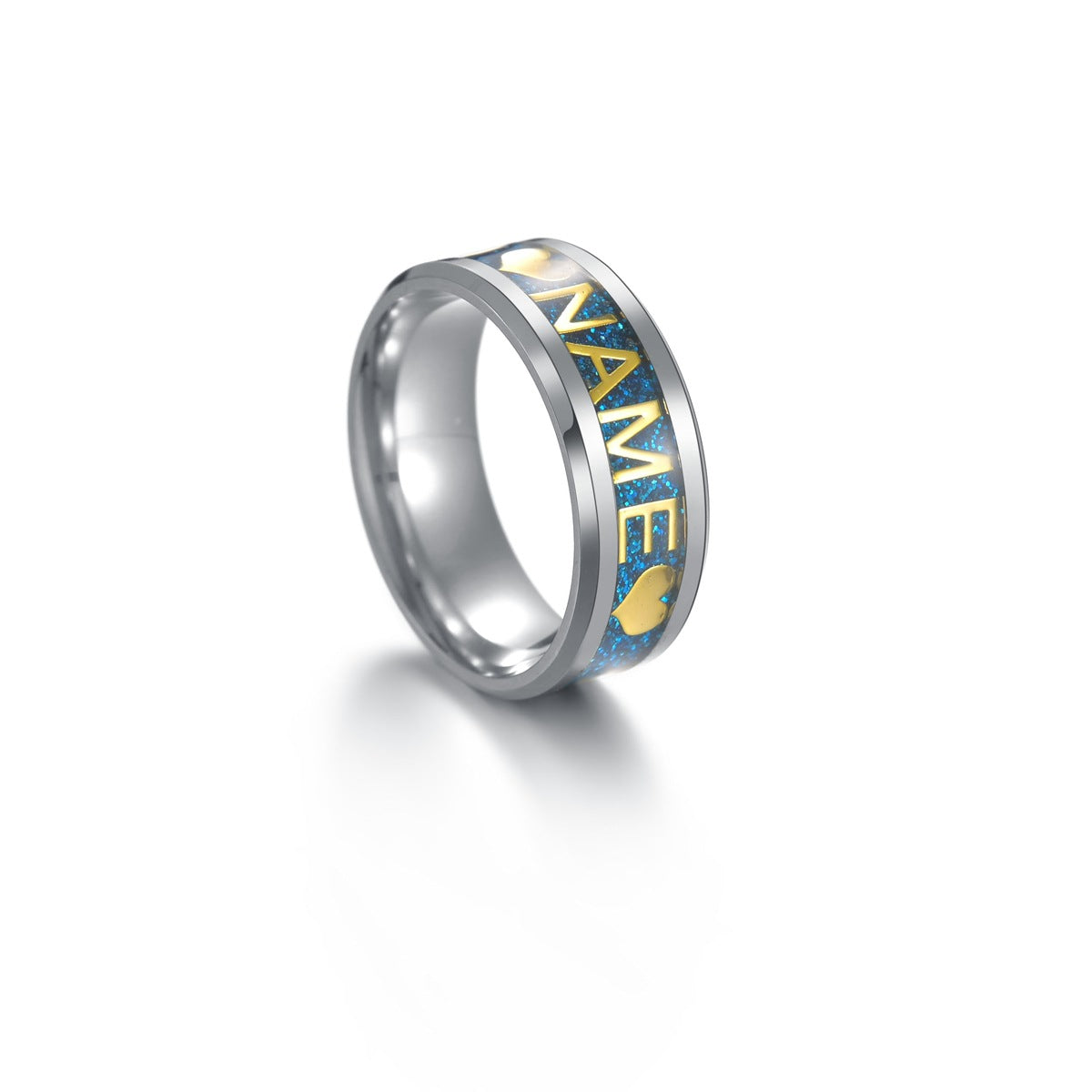 Personalized Multicolor Titanium Steel Letter Ring with Three-Day Delivery for Men