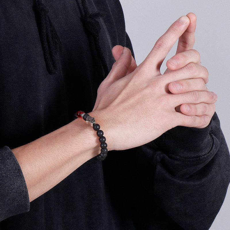 Men's Volcanic Stone Buddha Bead Bracelet by Planderful Collection