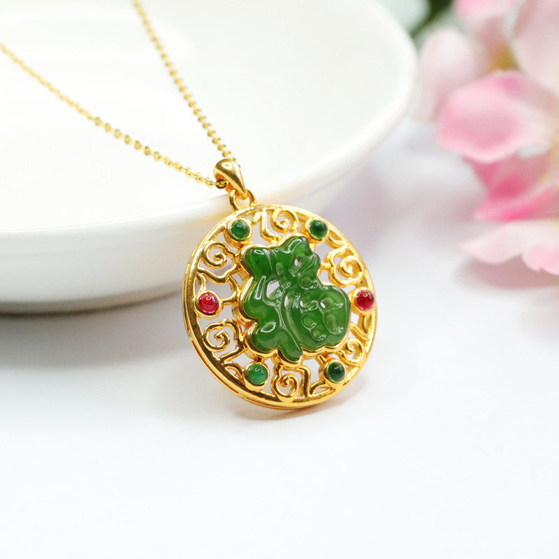 Blessed Jade Fortune Necklace with Hollow Design