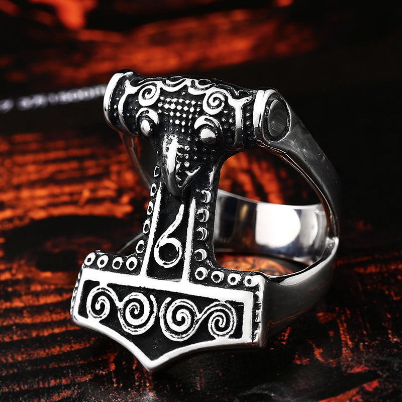 Viking Warrior Titanium Steel Ring for Men - Vintage Personalized Jewelry