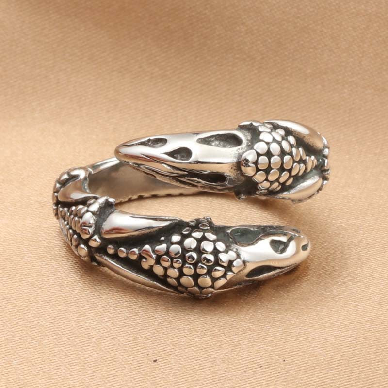 Titanium Steel Eagle Claw Ring - Retro Trendy Men's Accessory from Planderful Collection