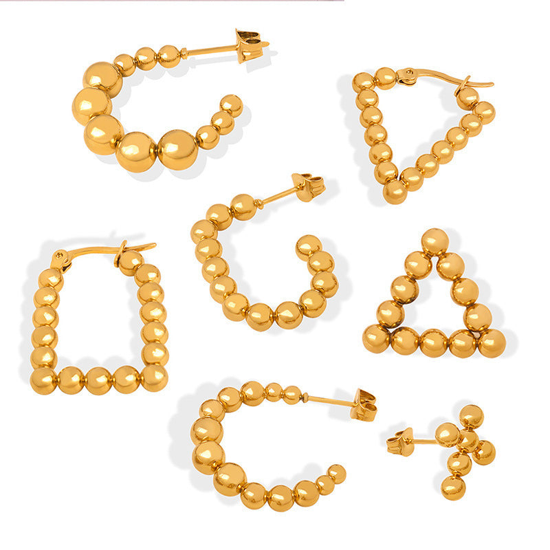 Golden Retro Steel Ball U-Shaped Earrings with a Touch of Luxury