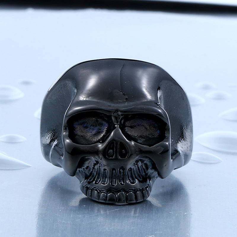 Retro Skull Ring for Men - European and American Stainless Steel Electroplated Black Jewelry