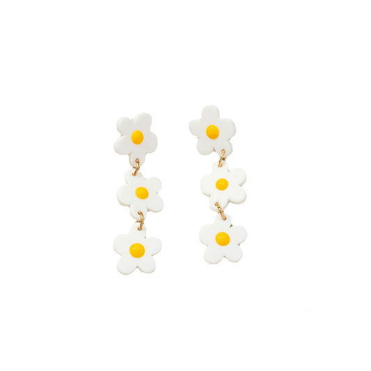 Trendy Long Floral Yellow Acrylic Earrings from Vienna Verve Collection