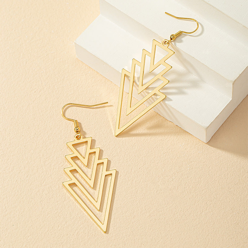 Stylish Metal Geometric Long Earrings - Vienna Verve Collection