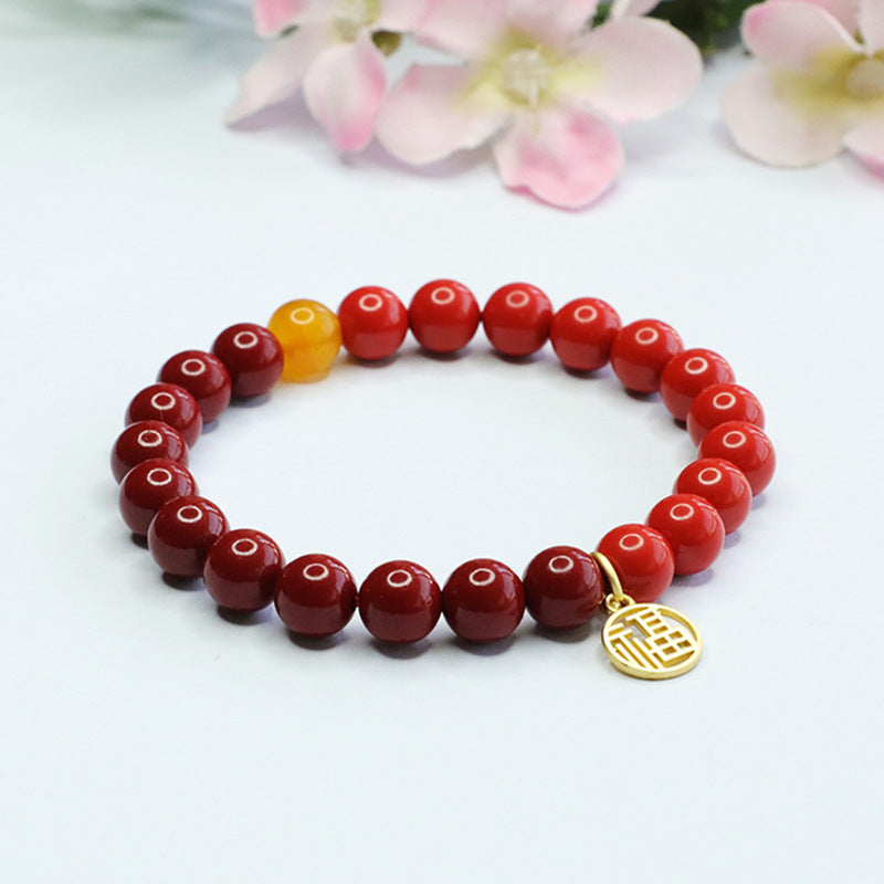 National Style Cinnabar and Sterling Silver Bracelet - Fortune's Favor Collection