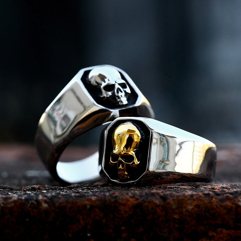 Men's Titanium Steel Punk Skull Ring - Edgy Hip Hop Style Wholesale Accessory