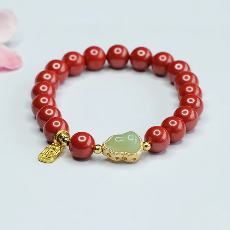 Planderful Collection - Fortune's Favor Cinnabar and Jade Bracelet