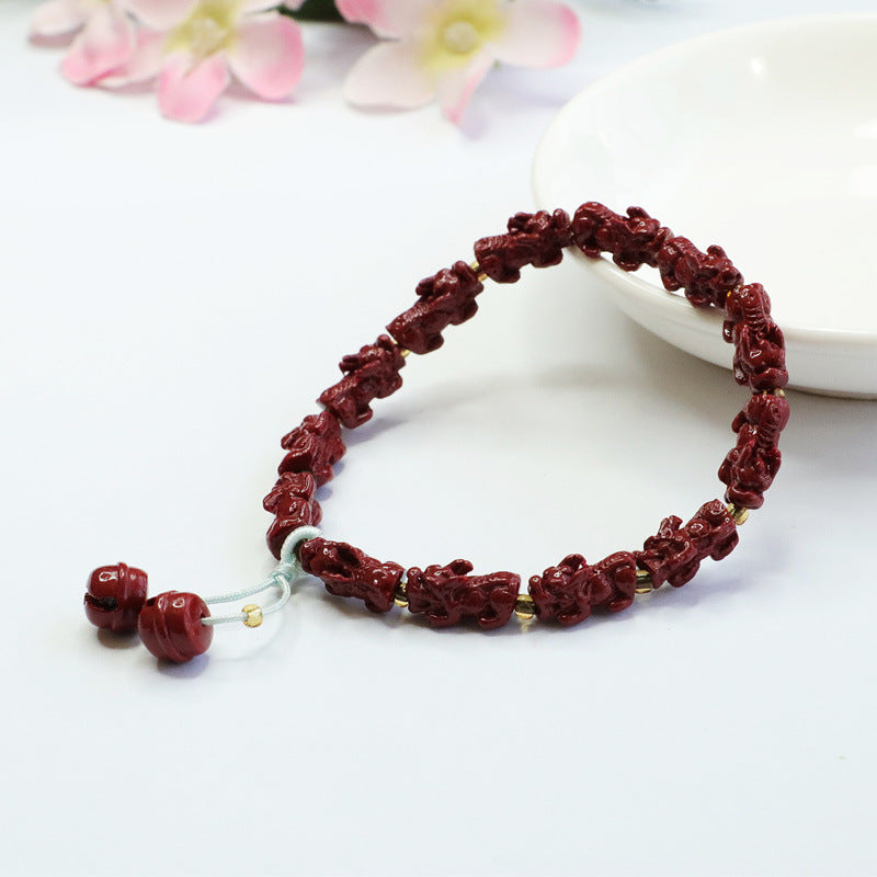 Purple Gold Sand Pixiu Cinnabar Bracelet