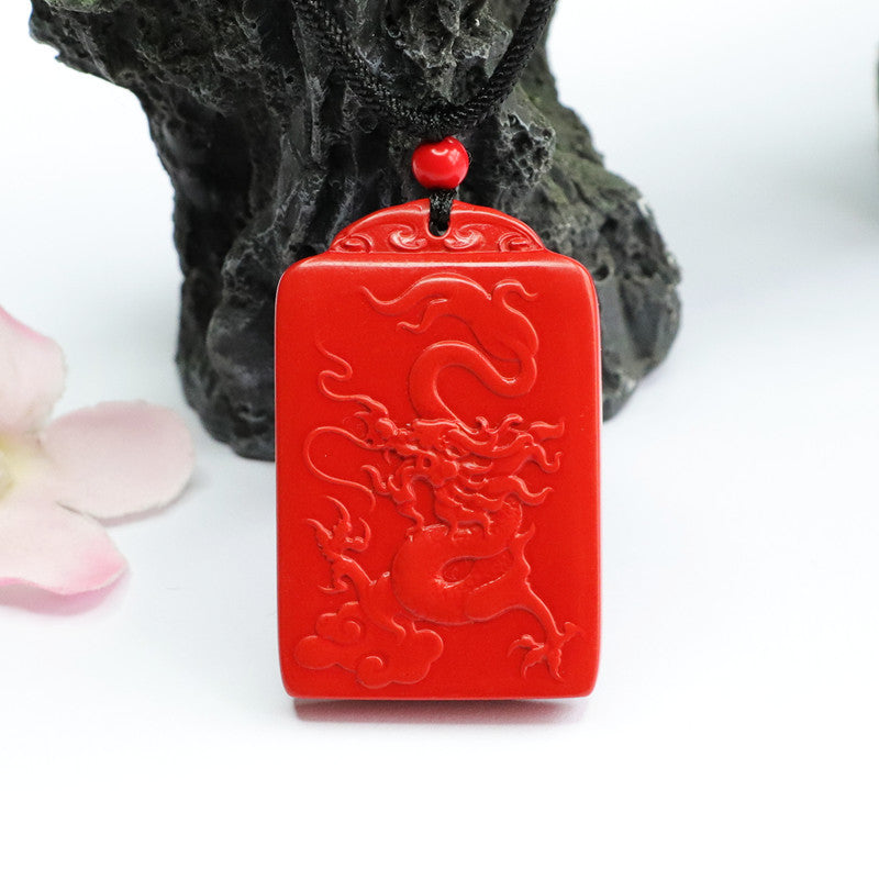 Dragon Fire Cinnabar Stone Sterling Silver Pendant