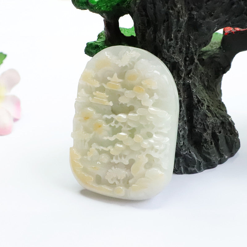 Fortune's Favor Yellow Jade Pendant with Intricate Hollow Carving