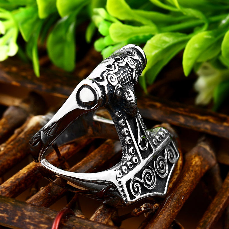 Viking Warrior Titanium Steel Ring for Men - Vintage Personalized Jewelry