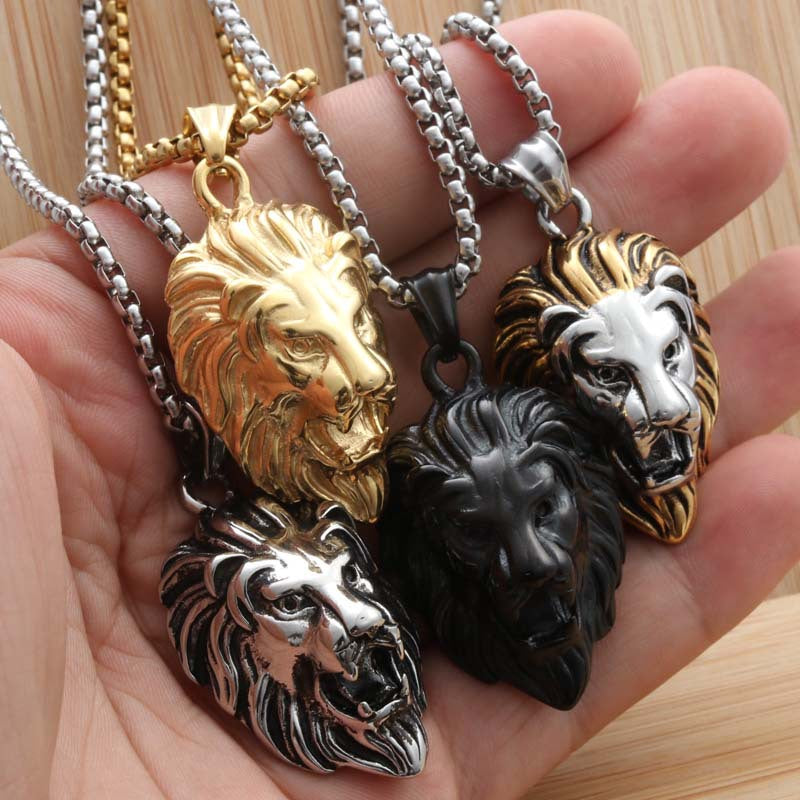 Personalized Titanium Steel Lion Head Pendant Necklace for Men - Bold Fashion Statement