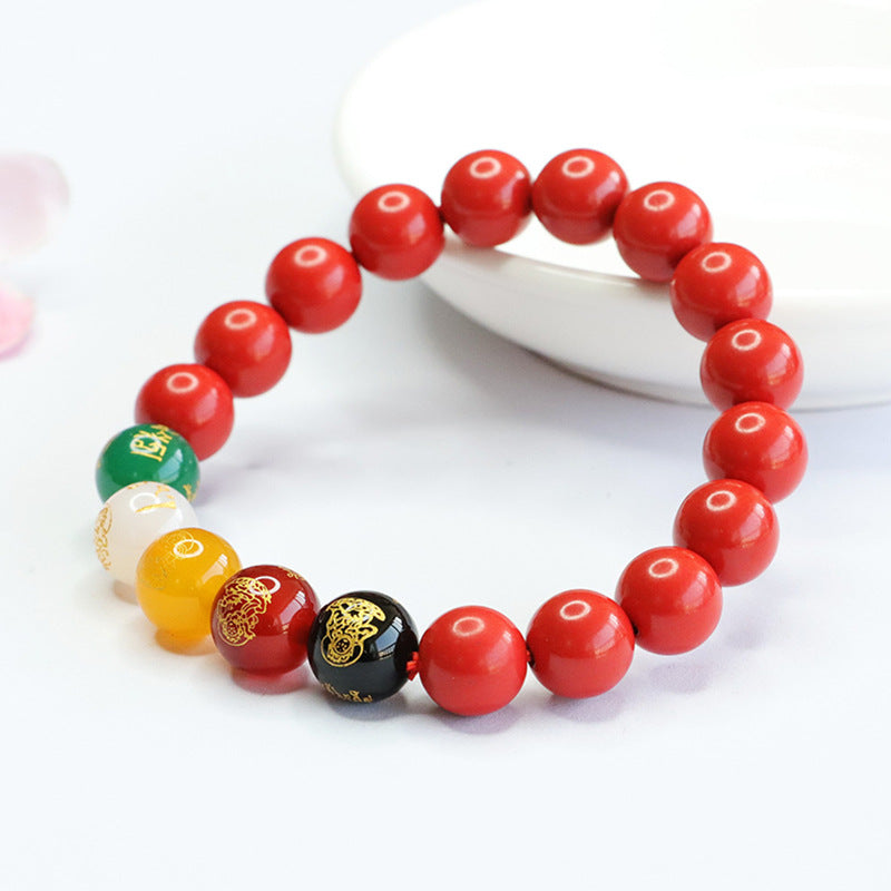 Red Sand and Agate God of Wealth Bracelet