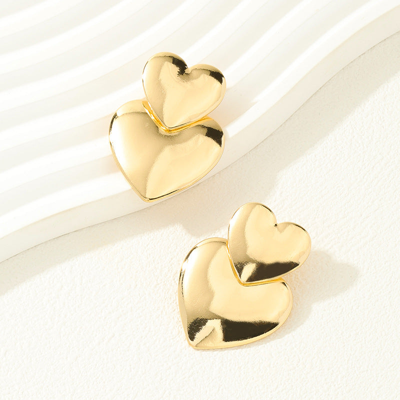 Heartfelt Metal Stud Earrings from Vienna Verve Collection