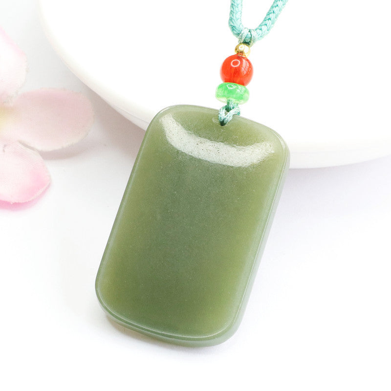 Natural Hetian Jade Necklace Pendant in Sterling Silver