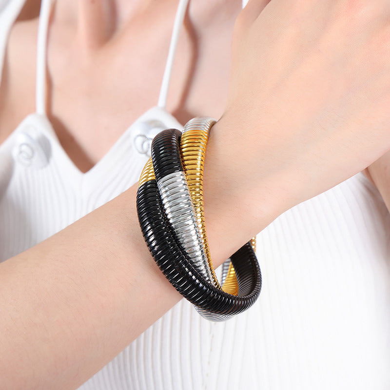 Golden Serpentine Layered Bracelet for Women by Planderful - Everyday Genie Collection