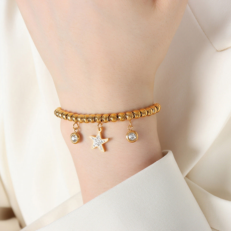 Zircon-Embellished Starfish Hand Bracelet from Planderful Collection